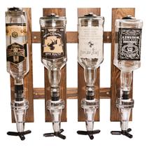 Dispensador de licor montado na parede Gesonlinka de 4 garrafas de madeira