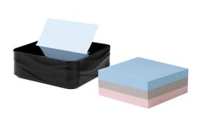 Dispensador de notas Post-it moderno preto com 3 blocos de notas adesivas