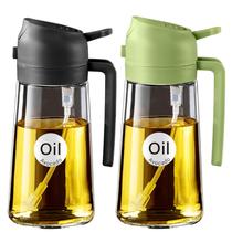 Dispensador de óleo YARRAMATE 2 em 1 Pulverizador 470mL de vidro preto e verde