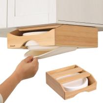 Dispensador de Platos de Papel CKIU de Bambú para Colgar Bajo Gabinete de 9 Pulgadas