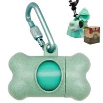 Dispensador de porta-sacos para coleta de cocô de cachorro + sacos verdes de 1 rolo