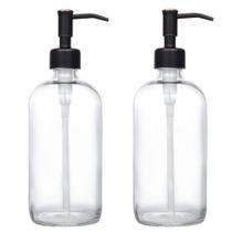 Dispensador de sabão CHBJDAN, vidro transparente espesso, 480 ml, pacote com 2