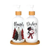 Dispensador De Sabão Em Forma De Árvore De Natal Rosa Dourado Com Papai Noel E Floco De Neve 2 Peças