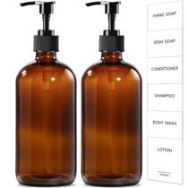 Dispensador de sabão GMISUN Amber Glass 500mL com bomba de aço inoxidável Dispensador de sabão GMISUN Amber Glass 500mL com bomba de aço inoxidável