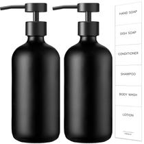 Dispensador de sabão GMISUN Black Glass 500mL com bomba de aço inoxidável