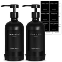 Dispensador de sabão RYTOXILO Black Glass com bomba de aço inoxidável