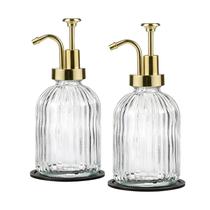 Dispensador de sabão SheeChung Clear Glass 350 ml com bomba, pacote com 2 unidades