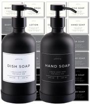 Dispensador de sabão Verute 473ml de vidro com bomba de aço inoxidável