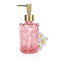 Dispensador de sabão YTDTKJ Glass 330 ml com bomba dourada rosa Dispensador de sabão YTDTKJ Glass 330 ml com bomba dourada rosa