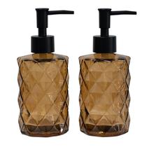 Dispensador de sabão YYTSGG Brown Glass com bomba de plástico preta 330mL