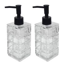 Dispensador de sabão YYTSGG Clear Glass 320 mL com bomba preta, pacote com 2 unidades