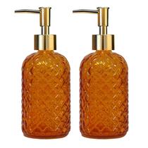 Dispensador de sabão YYTSGG Orange Glass 400mL com bomba de plástico dourado