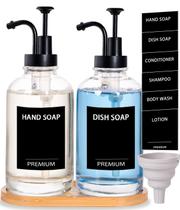 Dispensador de sabonete Hoousuper Kitchen Hand Glass 500 ml, pacote com 2 Dispensador de sabonete Hoousuper Kitchen Hand Glass 500 ml, pacote com 2
