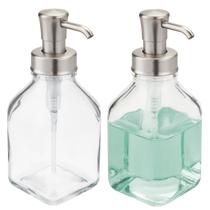 Dispensador de sabonete líquido mDesign Square Glass 560mL, pacote com 2