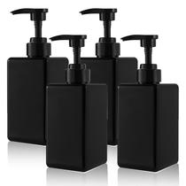 Dispensador de sabonete para mãos JiaTua 450ml recarregável, pacote com 4 unidades, preto