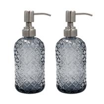 Dispensador de sabonete SDLumeiy Diamond Pattern Glass 480 ml, pacote com 2 unidades Dispensador de sabonete SDLumeiy Diamond Pattern Glass 480 ml, pacote com 2 unidades
