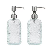 Dispensador de sabonete SDLumeiy Diamond Pattern Glass 480 ml, pacote com 2 unidades Dispensador de sabonete SDLumeiy Diamond Pattern Glass 480 ml, pacote com 2 unidades