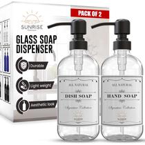 Dispensador de sabonete Sunrise Premium Clear Glass 500 ml (pacote com 2) Dispensador de sabonete Sunrise Premium Clear Glass 500 ml (pacote com 2)