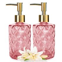 Dispensador de sabonete Uable Glass 330 ml rosa para lavar as mãos