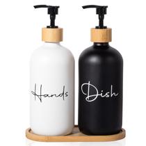 Dispensador de sabonete UUJOLY Glass 500 ml preto e branco, pacote com 2 Dispensador de sabonete UUJOLY Glass 500 ml preto e branco, pacote com 2