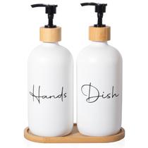 Dispensador de sabonete UUJOLY Glass 500 ml recarregável, pacote com 2 unidades, branco Dispensador de sabonete UUJOLY Glass 500 ml recarregável, pacote com 2 unidades, branco