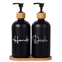 Dispensador de sabonete UUJOLY Glass 500 ml recarregável, pacote com 2 unidades, preto Dispensador de sabonete UUJOLY Glass 500 ml recarregável, pacote com 2 unidades, preto