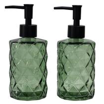 Dispensador de sabonete YYTSGG Green Glass com bomba de plástico preta 330 ml, 2 unidades