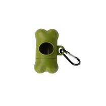 Dispensador de sacos de cocô de cachorro, suporte em forma de osso, verde, portátil