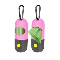 Dispensador de sacos de cocô para cães, pacote com 2 unidades, lanterna LED e bolsas rosa Dispensador de sacos de cocô para cães, pacote com 2 unidades, lanterna LED e bolsas rosa