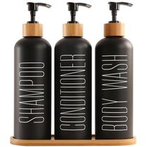 Dispensador de shampoo e condicionador Prus Waso com bombas de bambu Dispensador de shampoo e condicionador Prus Waso com bombas de bambu
