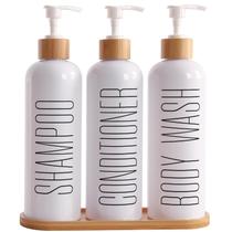 Dispensador de shampoo e condicionador Prus Waso com bombas de bambu Dispensador de shampoo e condicionador Prus Waso com bombas de bambu