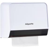 Dispensador de toalhas de papel DUTYWORKS montado na parede branco