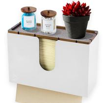 Dispensador de toalhas de papel triplo eBun Bamboo montado na parede branco