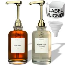 Dispensador de xarope Cocovana Coffee 500ml com 102 rótulos e alinhador