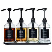 Dispensador de xarope de café Euiaey Glass com bomba de 500 mL preta