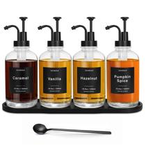 Dispensador de xarope de café SHANNA 500mL de vidro com bomba preta x4