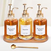 Dispensador de xarope de café SHANNA, vidro de 500 ml com bomba dourada, 3 unidades