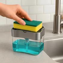 Dispensador Detergente Louça Esponja Suporte Bucha Limpeza Cozinha Sabão Caixa Talheres Panela