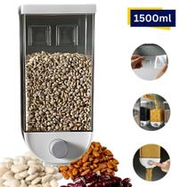 Dispensador Dispenser Organizador Suspenso Alimentos Grãos 1500ml Multiuso com Dosador Transparente Branco Dispensador Dispenser Organizador Suspenso Alimentos Grãos 1500ml Multiuso com Dosador Transparente Branco
