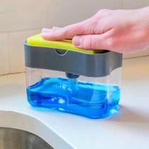 Dispensador Para Detergente Dispenser Sabão 2x1 Detergente Suporte Porta Esponja Limpa Cozinha Casa