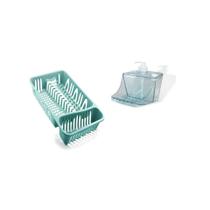 Dispensador Transparente e Escorredor de Louças até 12 Pratos e Kit