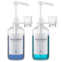 Dispensadores de enxaguatório bucal Onsogi Glass 500 ml com porta-copos, pacote com 2 Dispensadores de enxaguatório bucal Onsogi Glass 500 ml com porta-copos, pacote com 2
