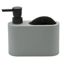 Dispenser 300ml para Detergente e Esponja Acqua Cozinha Pia Cinza