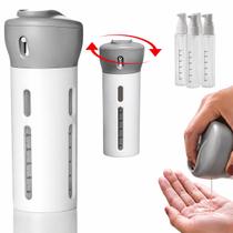 Dispenser 4 em 1 Pote Ideal para Viagem Bagagem Mala Bolsa Mochila Shampoo Líquido Uso Pessoal Sabonete Evita Derramar Sistema Giratório Cinza ou Rosa - MAGALU - CITARO VARIEDADES