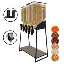 Dispenser 5 Módulos 35 Litros ou 15 Kilos Armazenamento Ração Grãos Cereais Preto Horizontal Agp