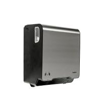 Dispenser autocortante p/ toalha bobina mecanico preto Inox escovado Brave - Nobre