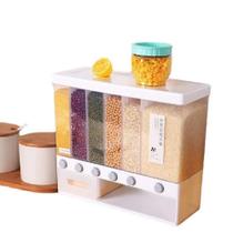 Dispenser cereais parede grande 6 divisoes organizador porta alimentos graos arroz feijão suporte