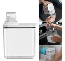 Dispenser Com Tampa Dosadora Porta Sabão Em Pó e Liquido Amaciante Lavandeira Cozinha Detergente Desinfetante Limpeza 1,5L OU Design Clean Dispenser Com Tampa Dosadora Porta Sabão Em Pó e Liquido Amaciante Lavandeira Cozinha Detergente Desinfetante Limpeza 1,5L OU Design Clean