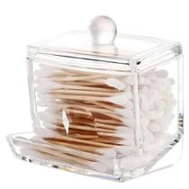 Dispenser Cotonete Transparente Acrílico Organizador Hastes Algodão Suporte Bancada Banheiro Quarto