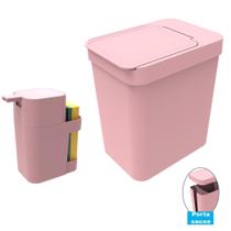 Dispenser Cozinha Detergente Lixeira 5L Porta Saco - Rosa